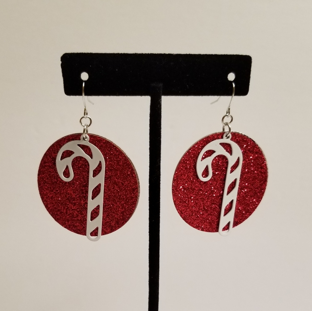 Drop candy cane earrings